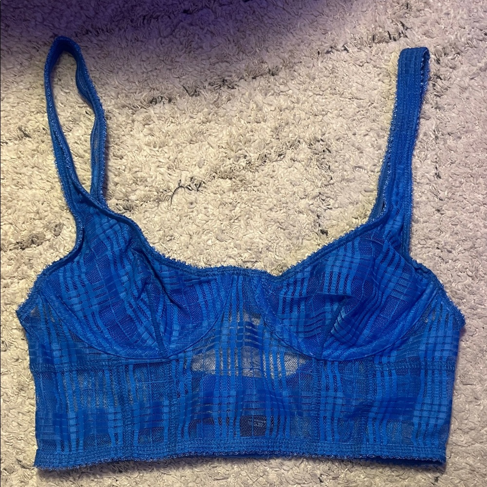 Blue Lace Longline Bralette - Women's Intimates